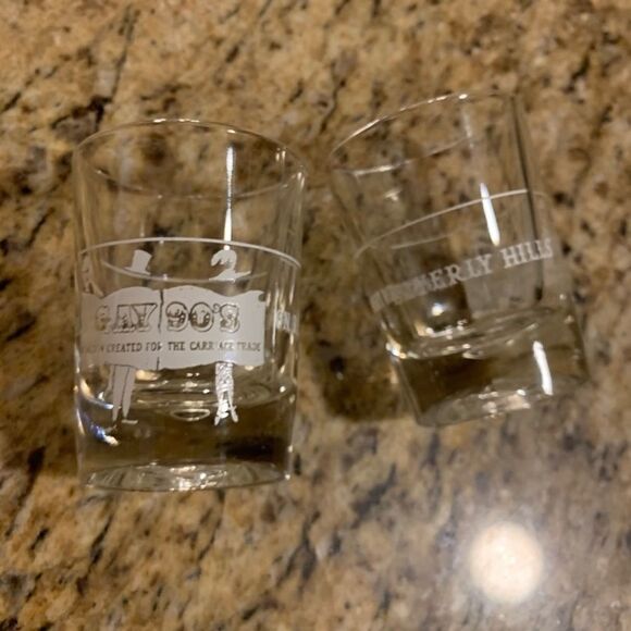 VTG Gay 90s Saloon Whiskey Glasses Beverly Hills - Picture 5 of 11